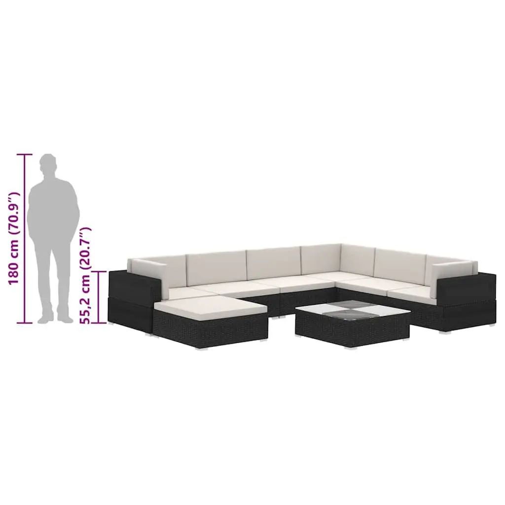Garden Lounge Set 8 Piece Outdoor Furniture Poly Rattan Patio Seating with
