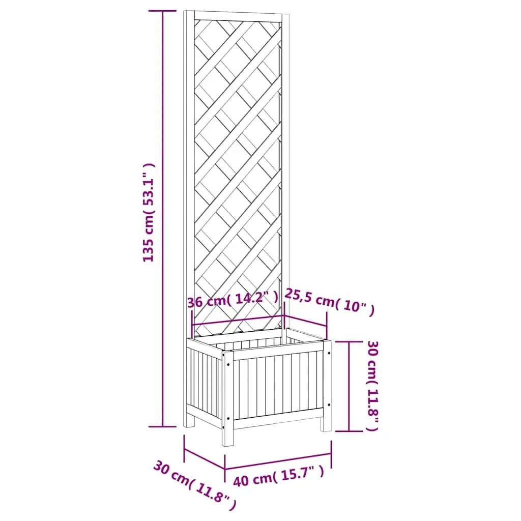 Trellis Planter Brown 40x30x135cm Wooden Outdoor Garden Flower Box with Climbing Support