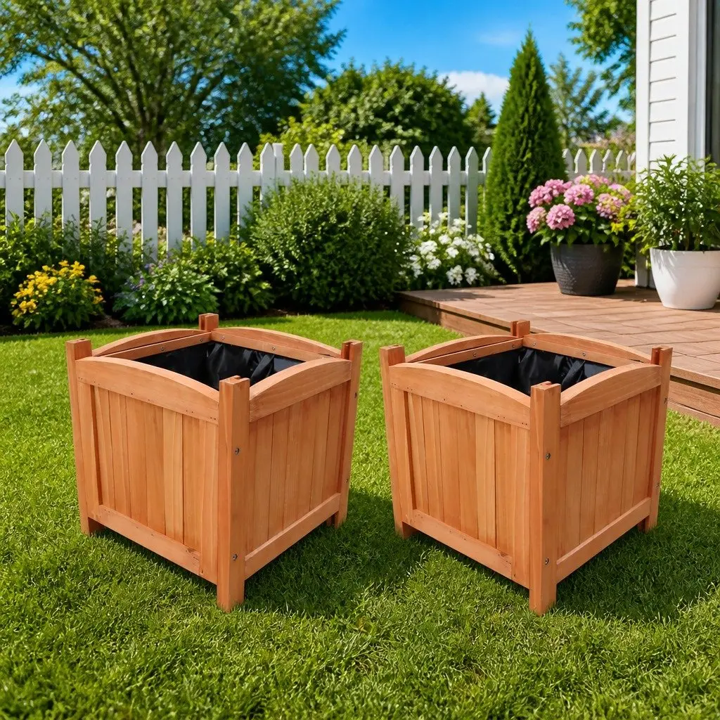 Wooden Raised Garden Bed Planter Brown 30 x 30 x 30 cm Weather-Resistant Solid Wood Construction