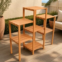 Plant Stand Garden Display Shelf Brown Wooden Organiser Patio Home Decor Storage