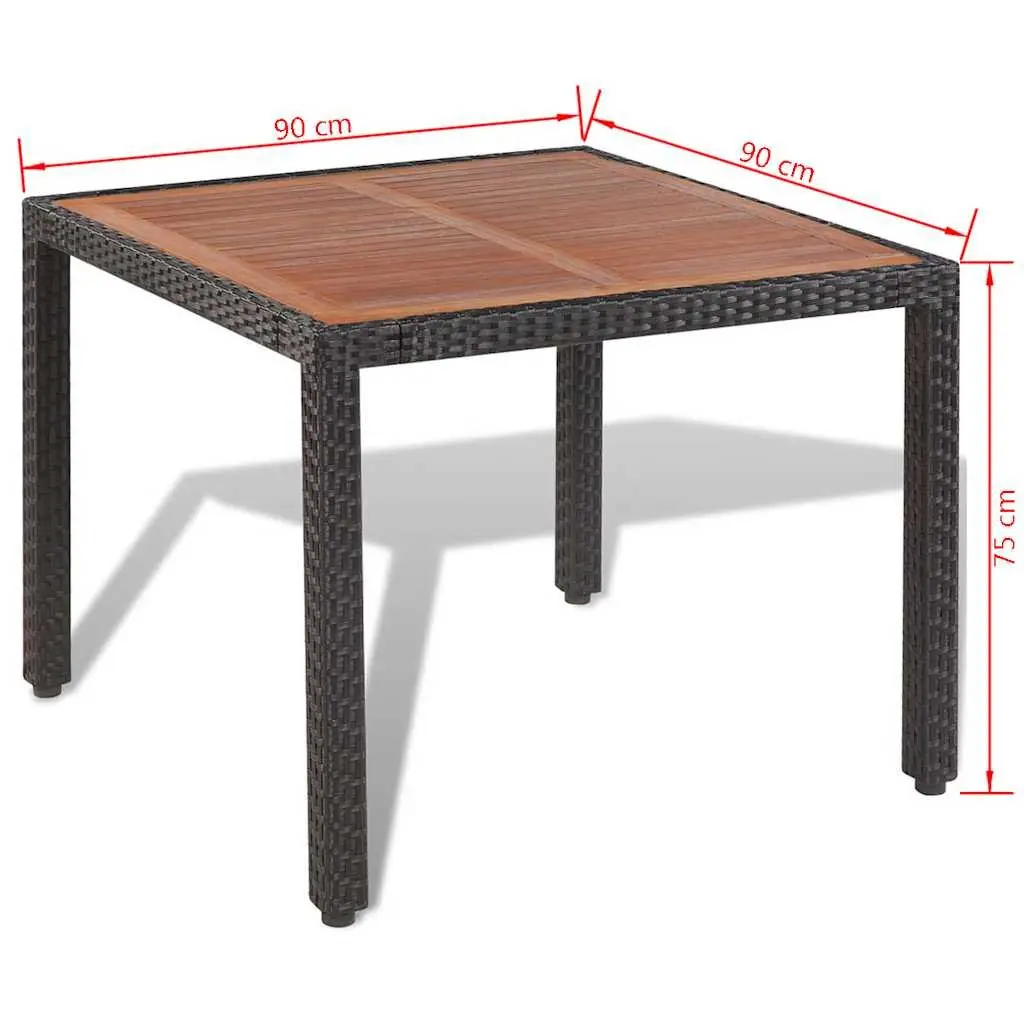 Outdoor Dining Set Black 5 Piece Poly Rattan Table 4 Chairs with Cushions