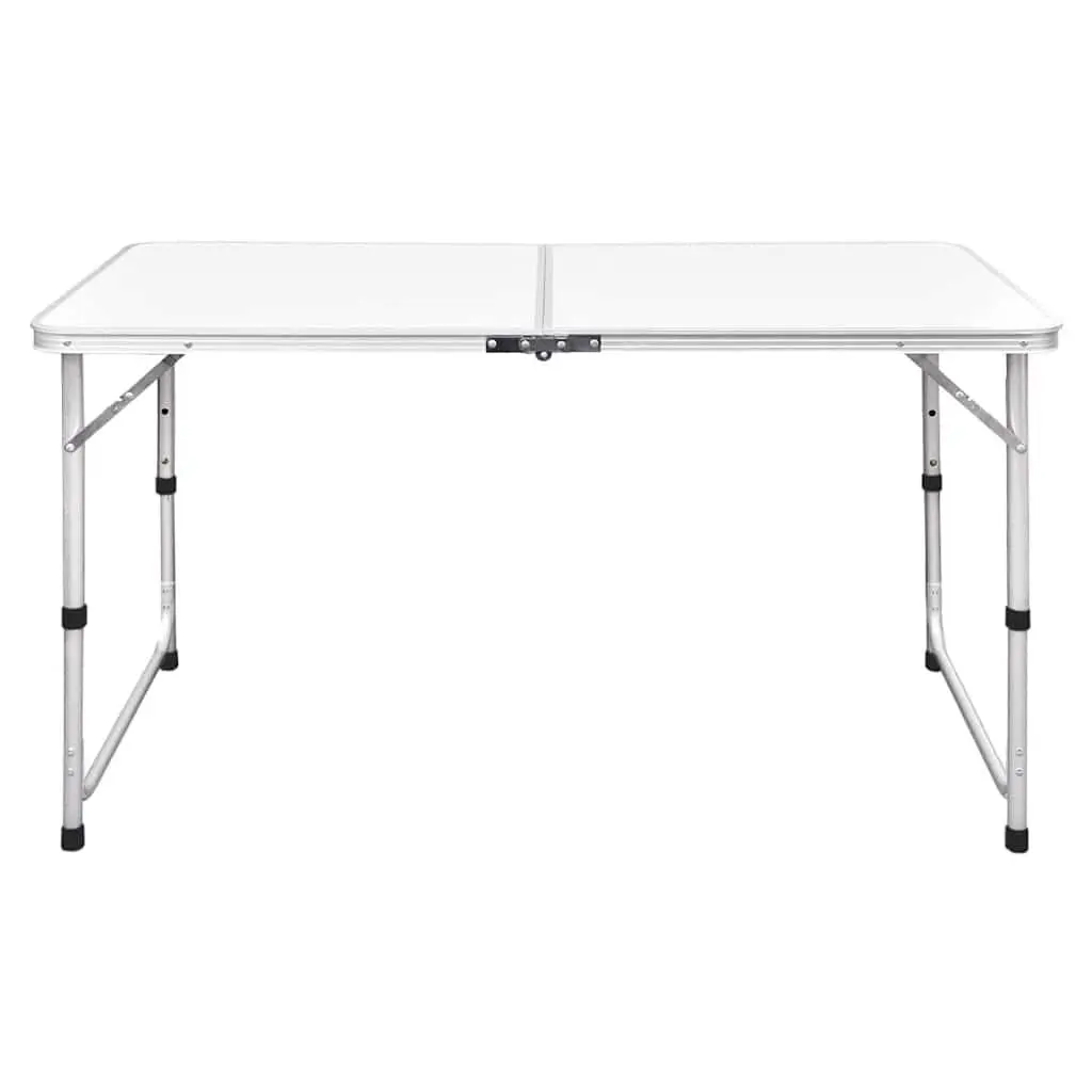 Foldable Camping Table White Height Adjustable Outdoor Picnic Garden Furniture