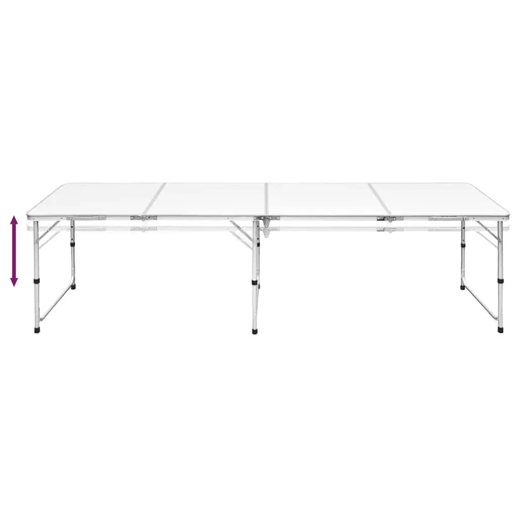 Foldable Camping Table White Adjustable Height Portable Outdoor