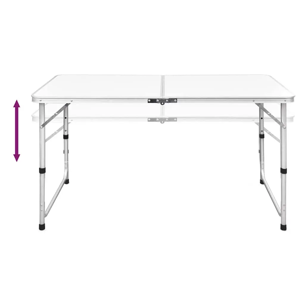 Foldable Camping Table Set White Height Adjustable Portable Outdoor 5 Piece