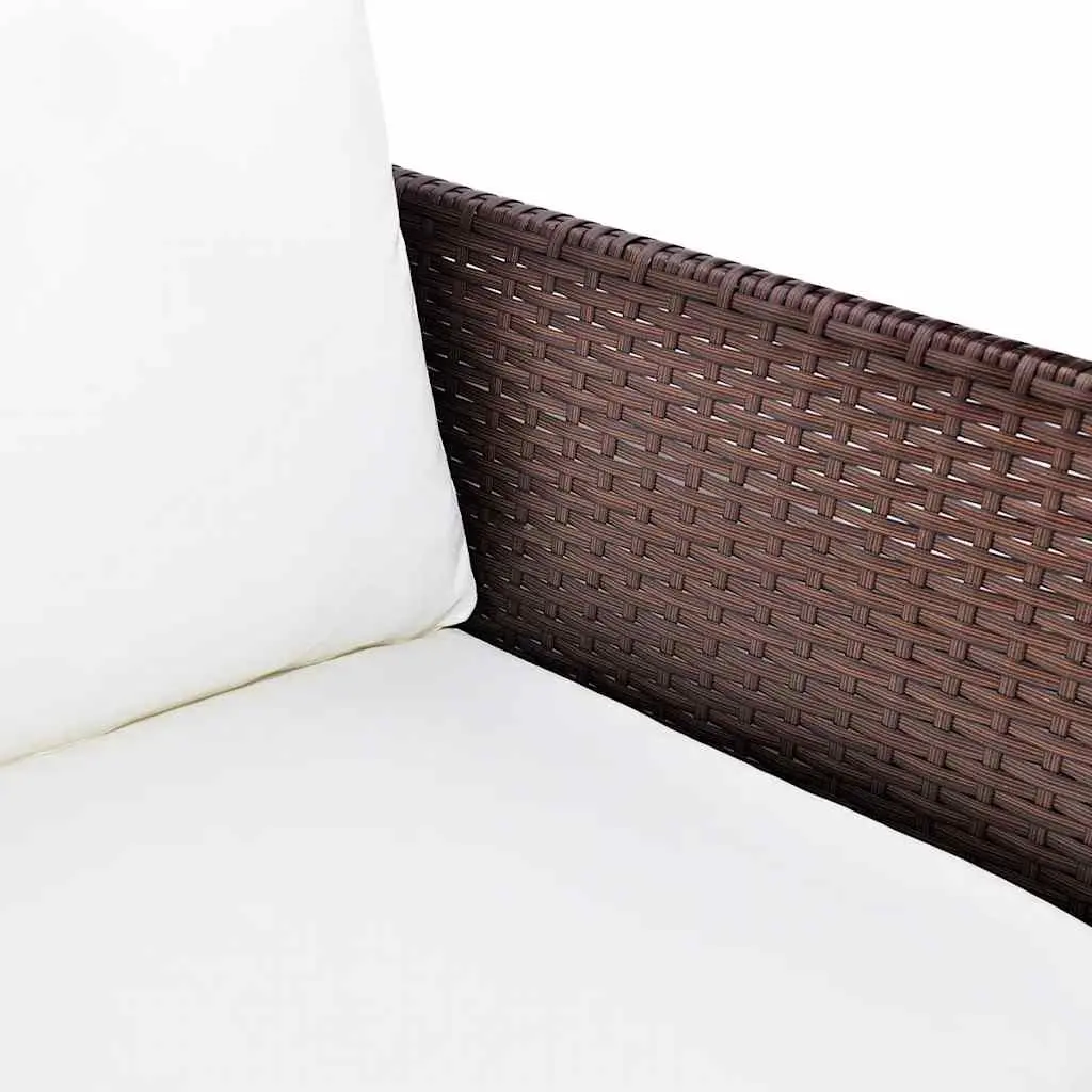 3 Piece Outdoor Lounge Set Brown Weather-resistant PE Rattan with Cushions