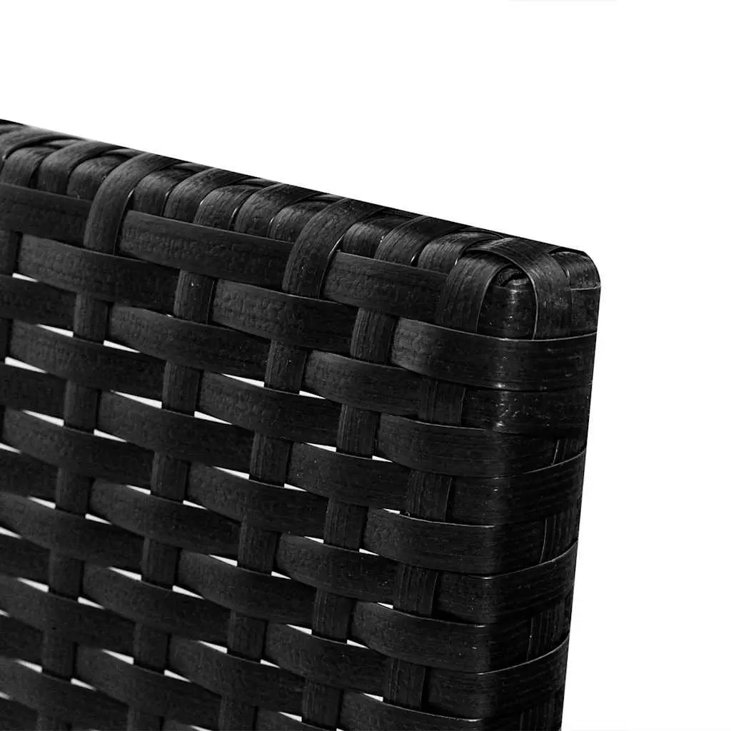 3 Piece Outdoor Lounge Set Black Poly Rattan Weather Resistant with Cushions