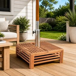 Wooden Parasol Stand Cover with Rustic Design