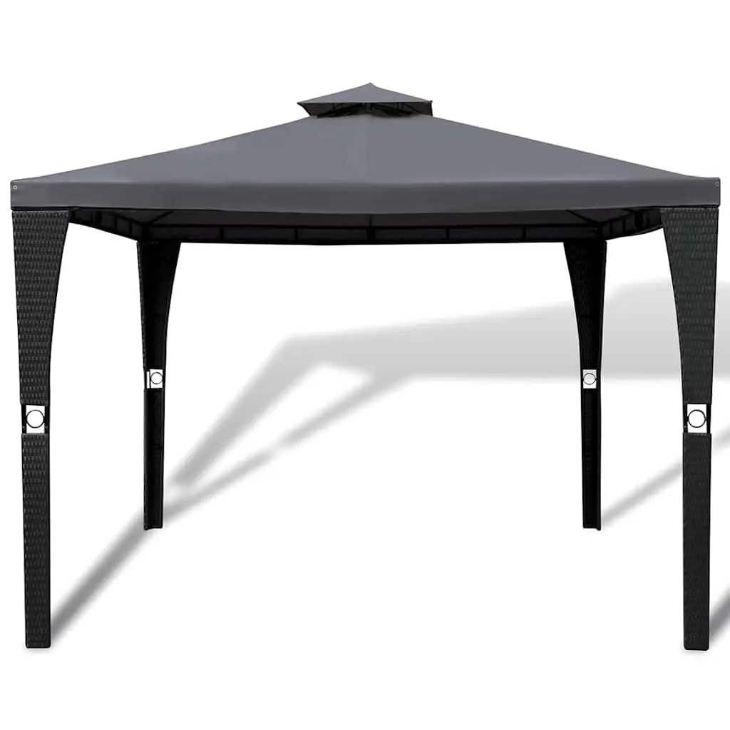 Outdoor Gazebo Grey 3x3m Poly Rattan Canopy Sunshade Shelter