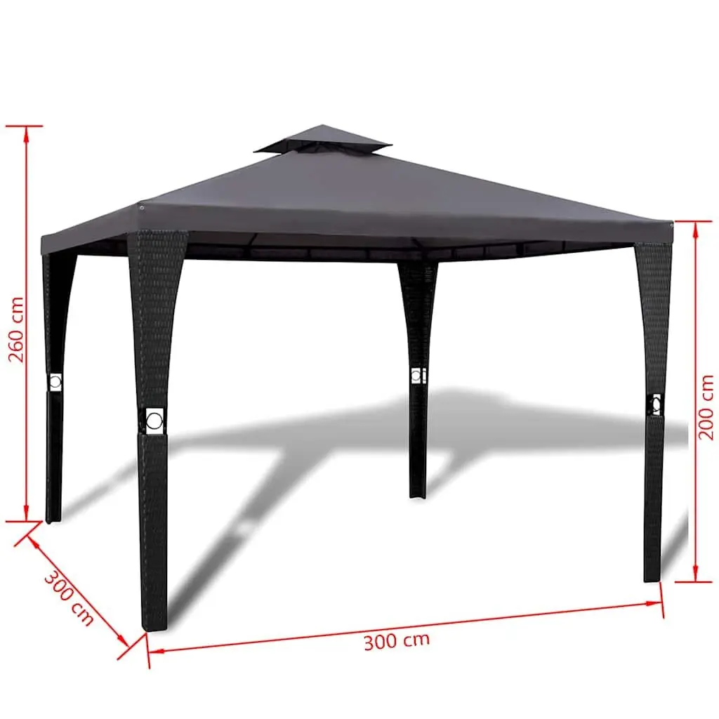Outdoor Gazebo Grey 3x3m Poly Rattan Canopy Sunshade Shelter