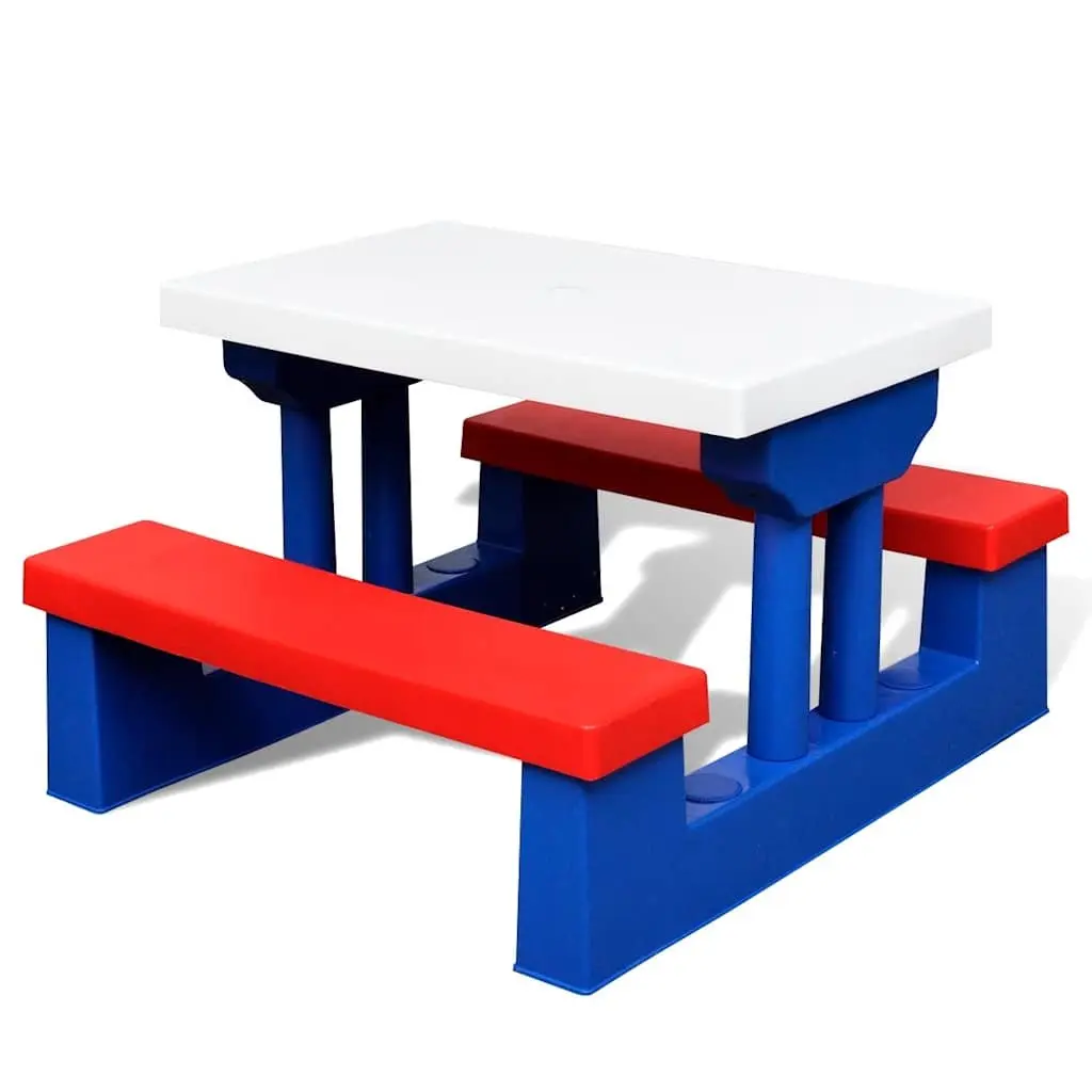 Kids Picnic Table and Bench Set with Parasol