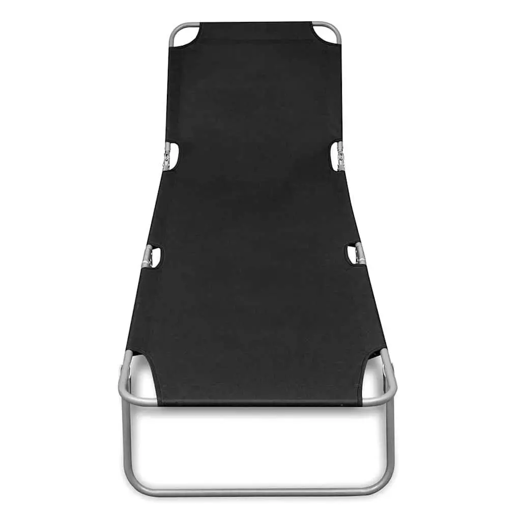 Black Folding Sun Lounger with Adjustable Feature
