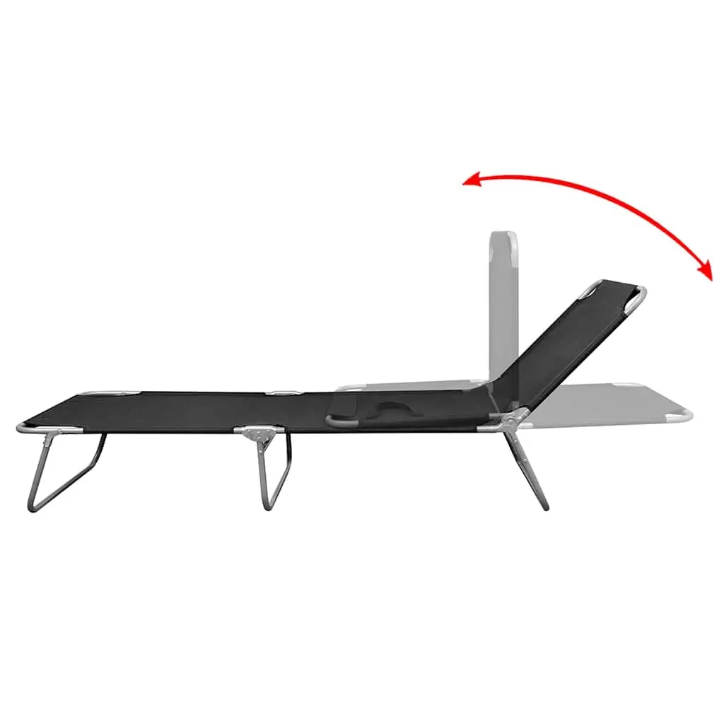 Black Folding Sun Lounger with Adjustable Feature