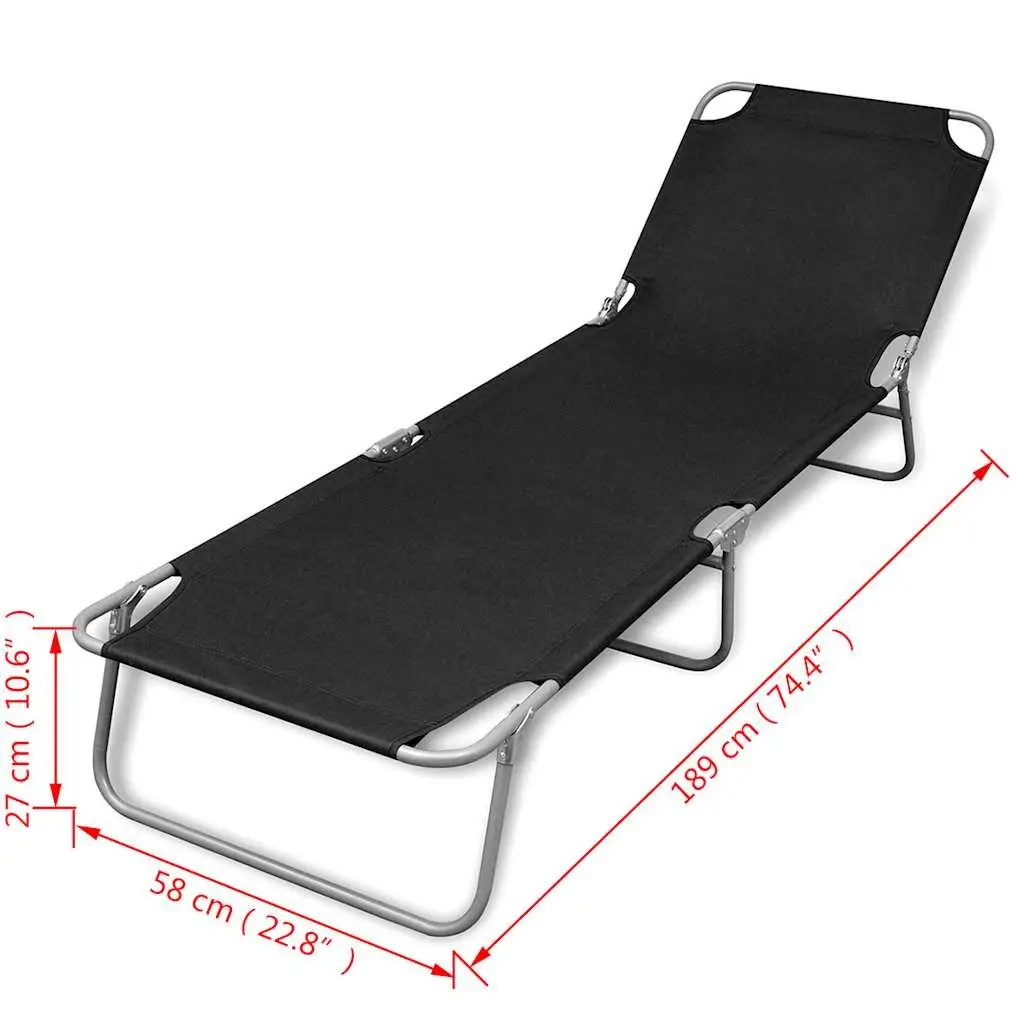 Black Folding Sun Lounger with Adjustable Feature