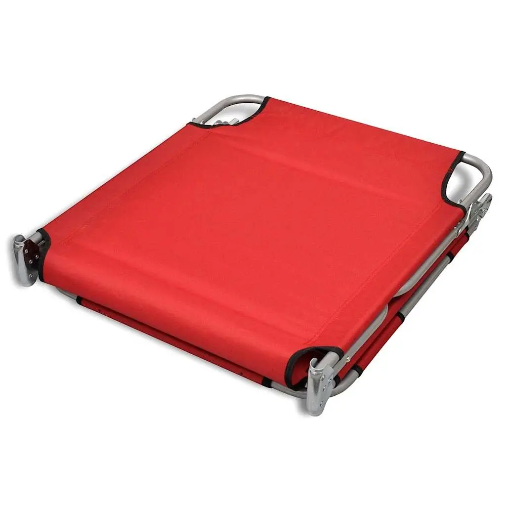 Folding Sun Lounger Red Outdoor Garden Reclining Beach Chair with Head Cushion