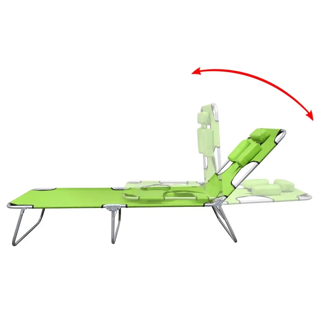 Folding Sun Lounger with Head Cushion for Outdoor Use