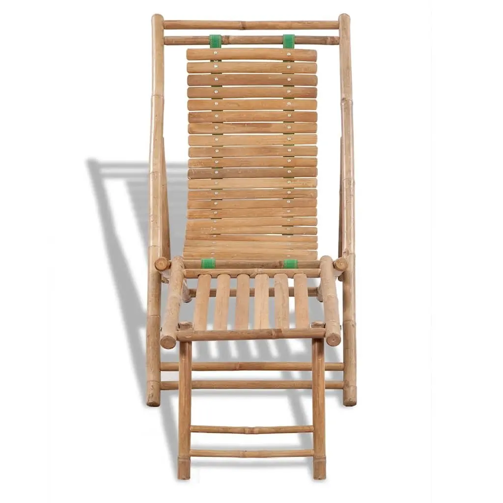 Bamboo Outdoor Deck Chair with Footrest Sun Lounger Garden Patio Relaxation