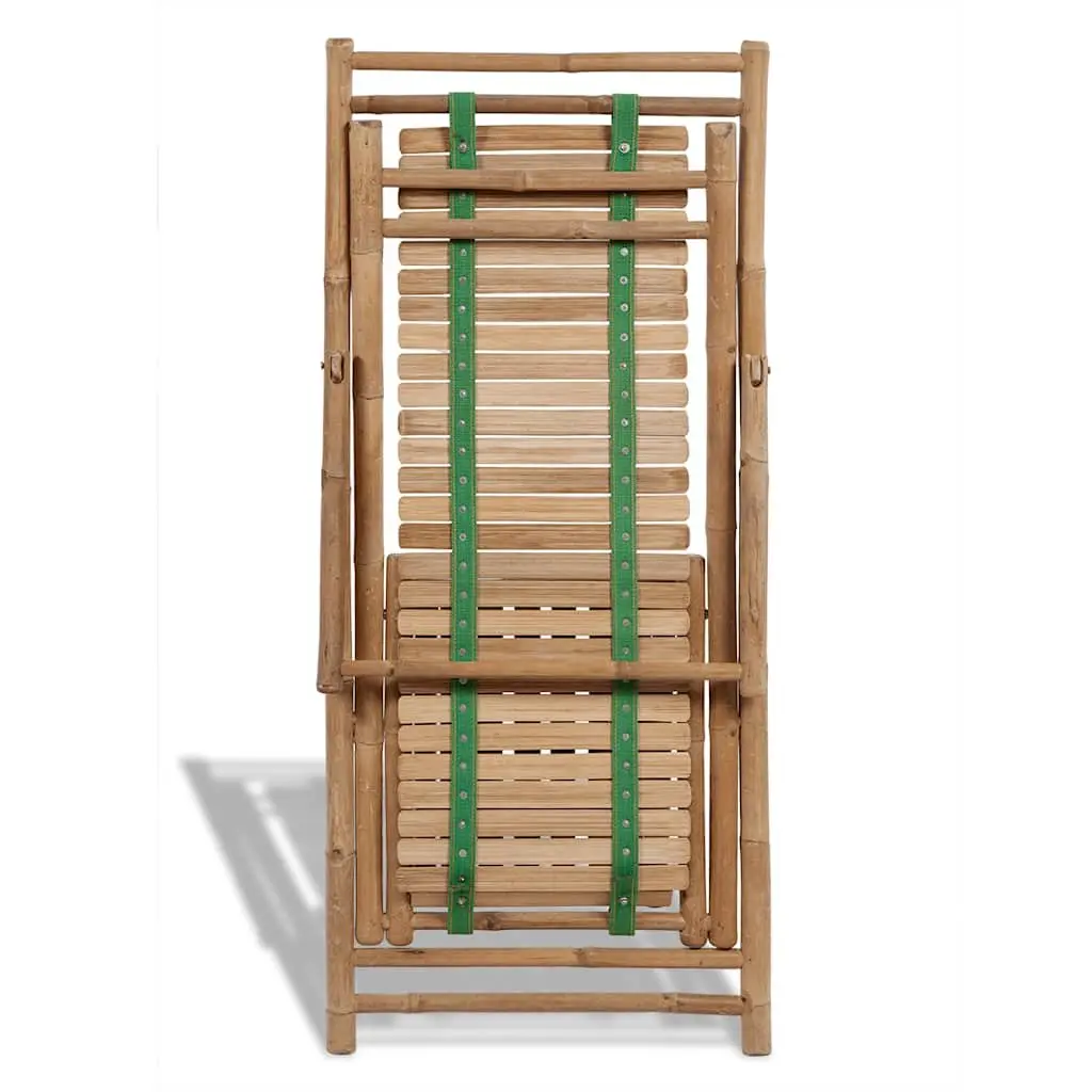 Bamboo Outdoor Deck Chair with Footrest Sun Lounger Garden Patio Relaxation