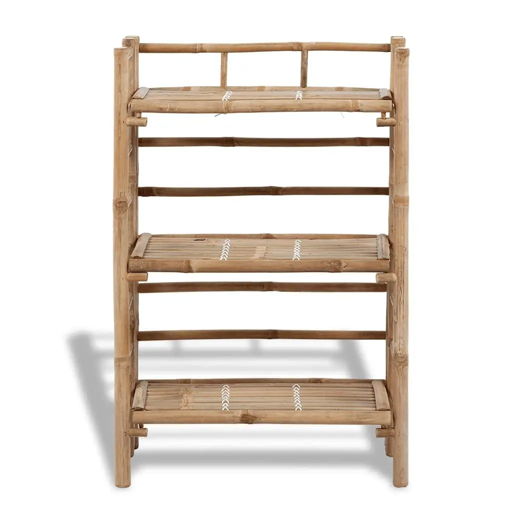 3-Tier Bamboo Plant Rack Brown Indoor Outdoor Display Stand Organiser