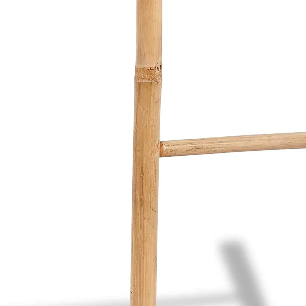 Bamboo Towel Ladder Brown 6 Rungs Free Standing Bathroom Storage Rack