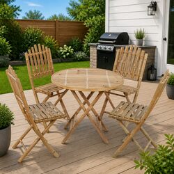 5-Piece Outdoor Bamboo Dining Set