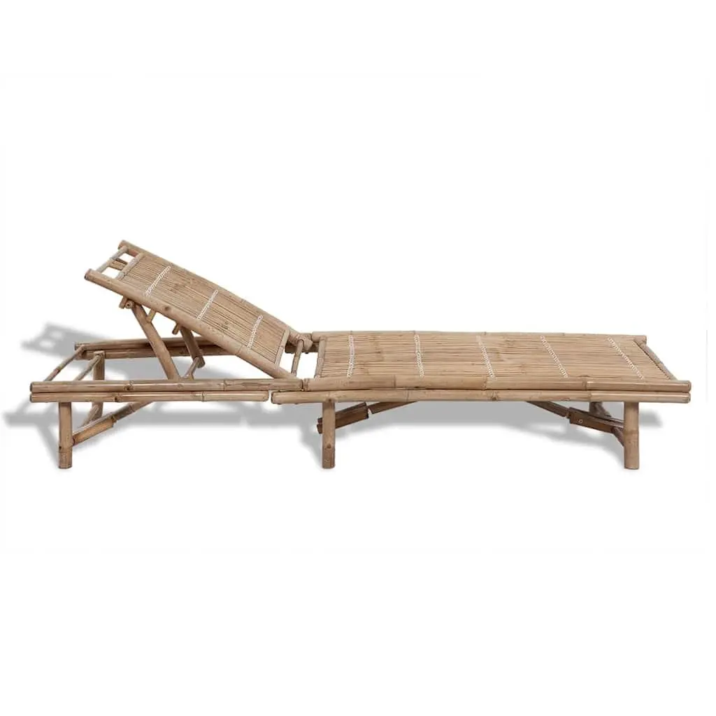 Bamboo Sun Lounger with Adjustable Back for Comfort