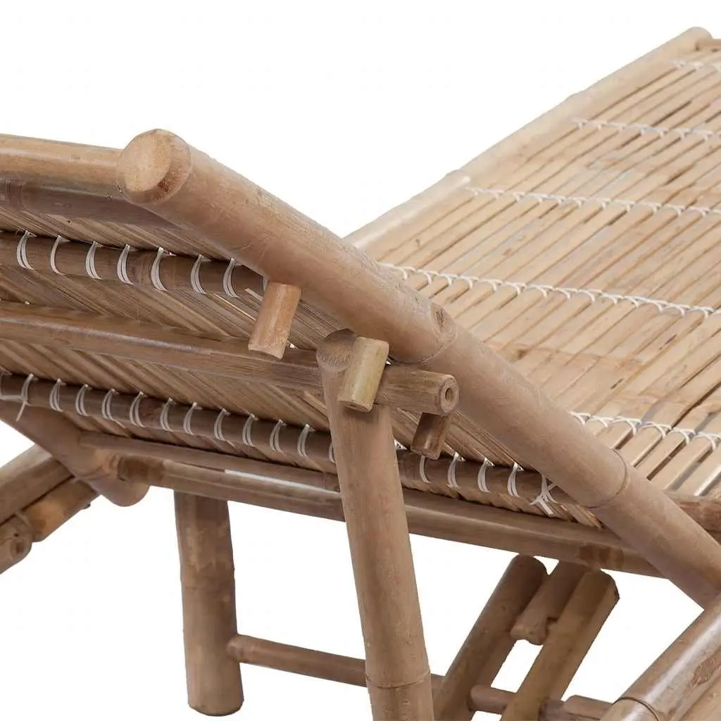 Bamboo Sun Lounger with Adjustable Back for Comfort