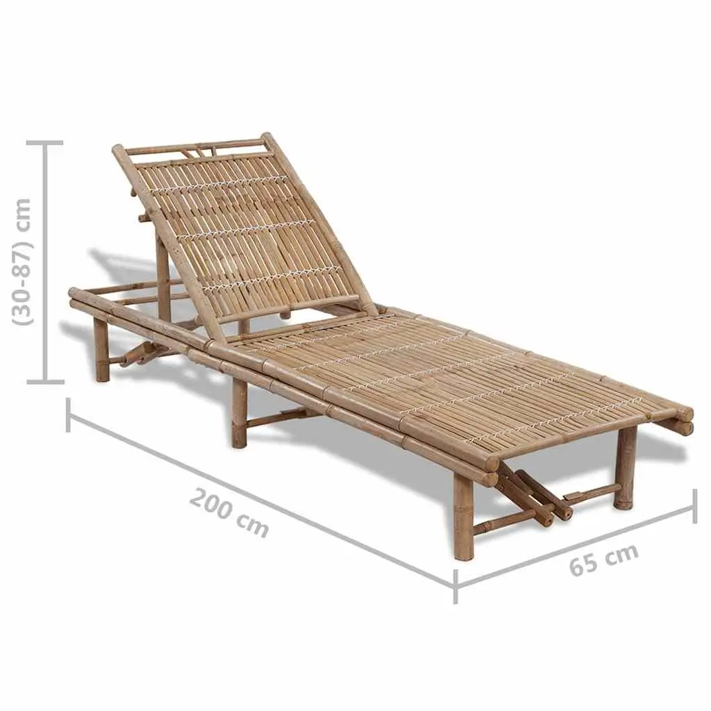 Bamboo Sun Lounger with Adjustable Back for Comfort