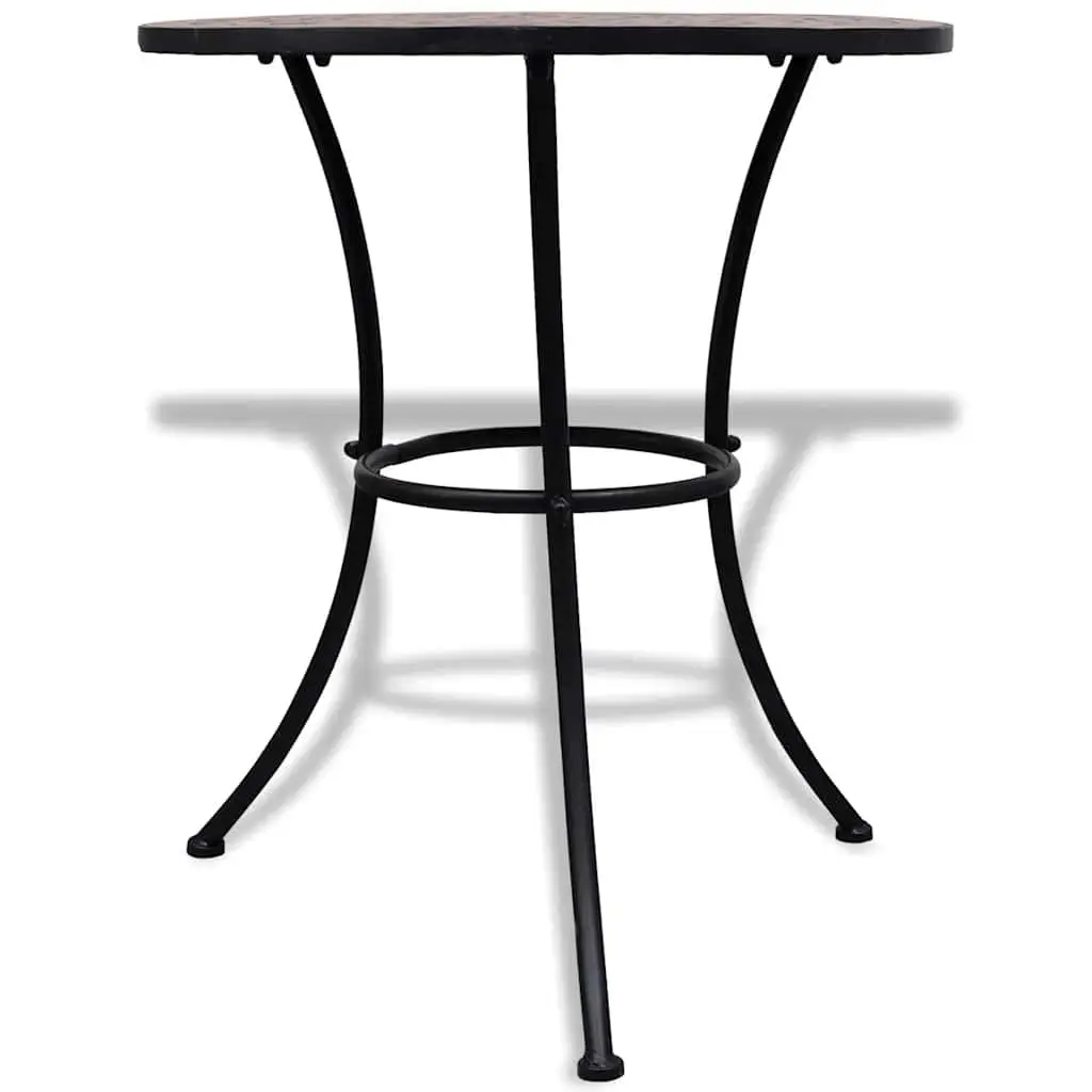 Mosaic Bistro Table Brown 60cm Ceramic Top Outdoor Garden Furniture