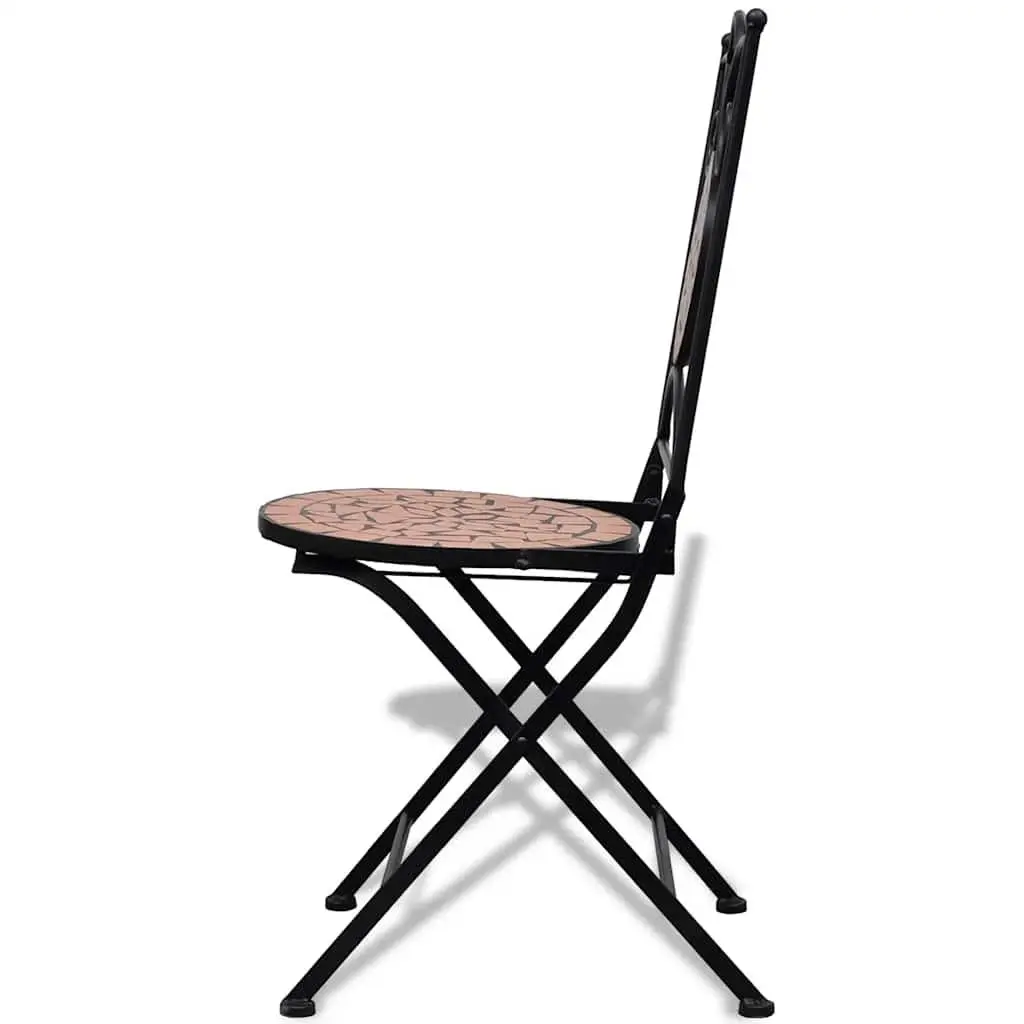 Folding Bistro Chairs Brown 2 pcs Outdoor Garden Patio Seating Waterproof Ceramic