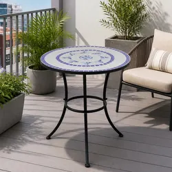 60cm Mosaic Bistro Table with Ceramic Top – Compact Design