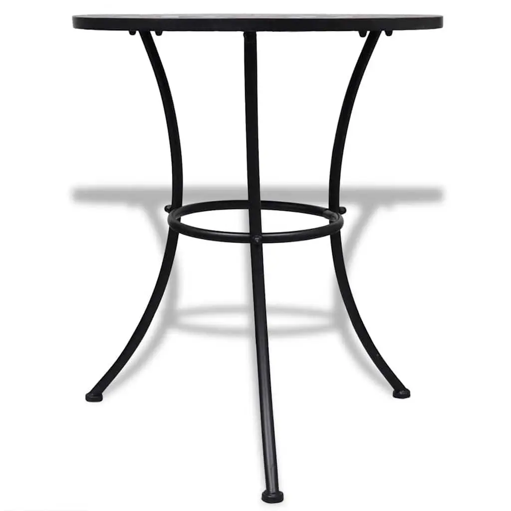 Mosaic Bistro Table White Terracotta 60cm Ceramic Top Iron Frame