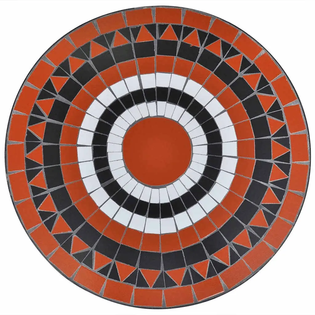 Mosaic Bistro Table White Terracotta 60cm Ceramic Top Iron Frame