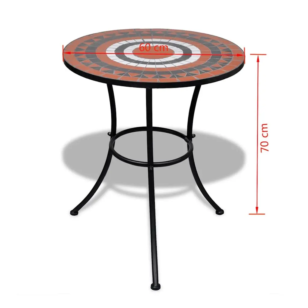 Mosaic Bistro Table White Terracotta 60cm Ceramic Top Iron Frame