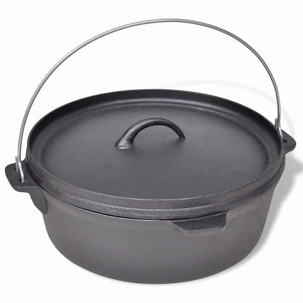 Dutch Oven Black 5.6L Heavy-duty Cookware Set with Carrying Bag Lid Lifter Stand