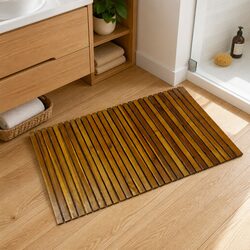 Brown Acacia Wood Bath Mat: Stylish and Safe