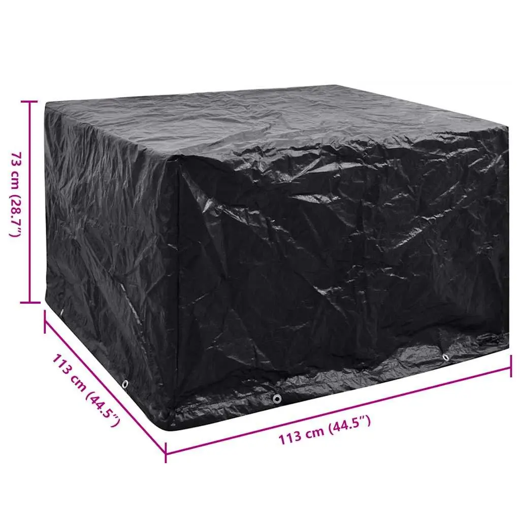 Outdoor Furniture Cover Black 113x113x73cm Water-Resistant UV-Resistant Polyethylene with Eyelets