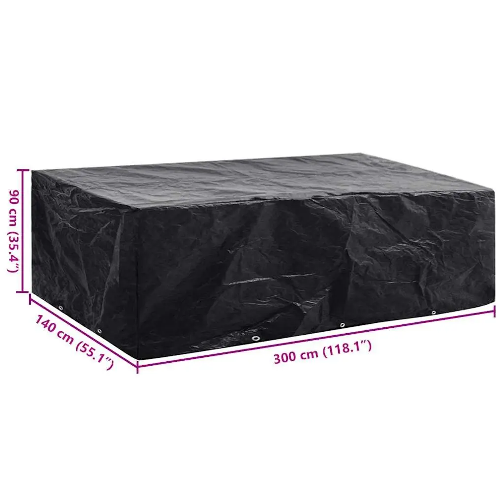 Garden Furniture Cover Black 300x140x90cm Waterproof Durable UV Resistant