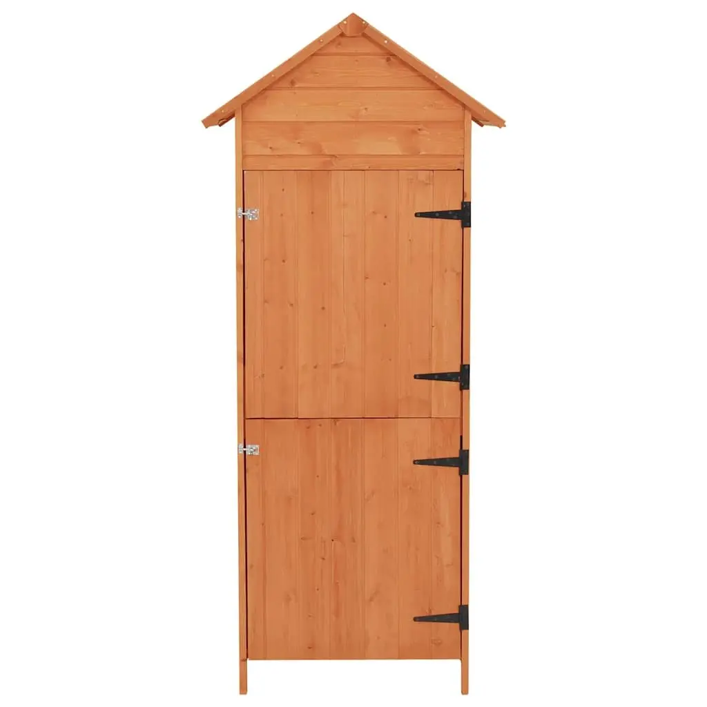 Wooden Garden Storage Cabinet Brown Waterproof Roof 2 Shelves