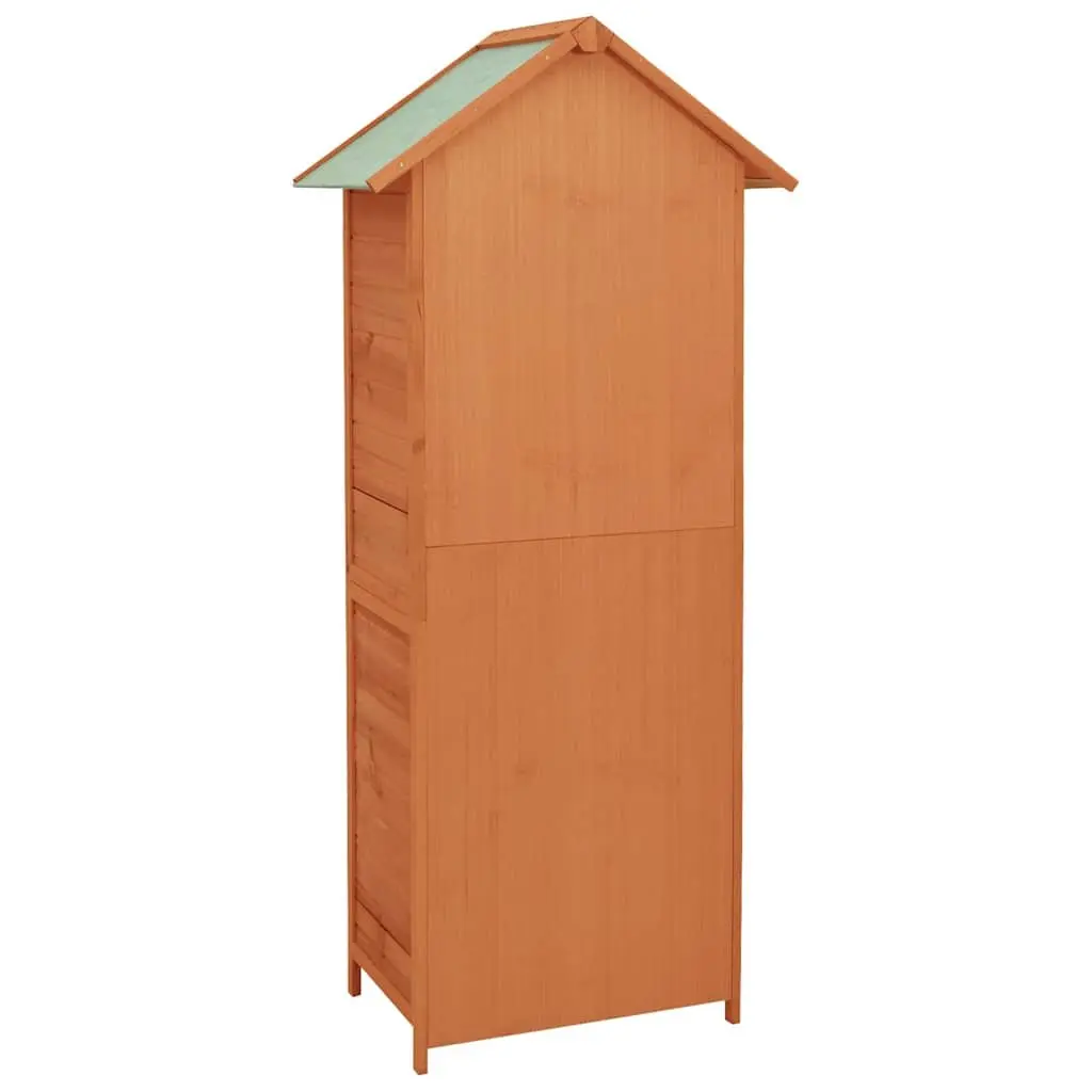 Wooden Garden Storage Cabinet Brown Waterproof Roof 2 Shelves