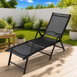 Folding Sun Lounger Outdoor Garden Beach Reclining Lounge Chair Weatherproof