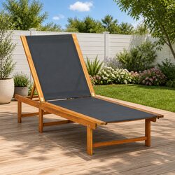 Brown Acacia Wood Sun Lounger: A Stylish Retreat