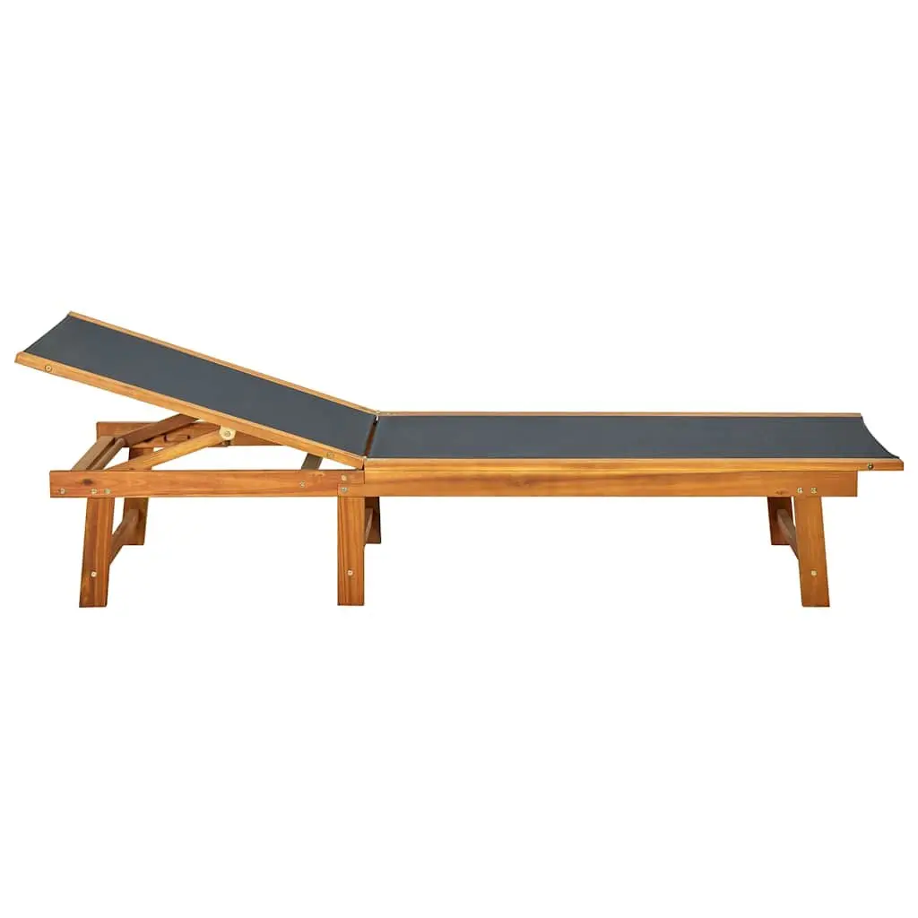 Sun Lounger Brown Acacia Wood Adjustable Outdoor Garden Recliner
