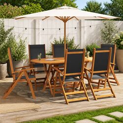 7-Piece Outdoor Dining Set with Folding Chairs