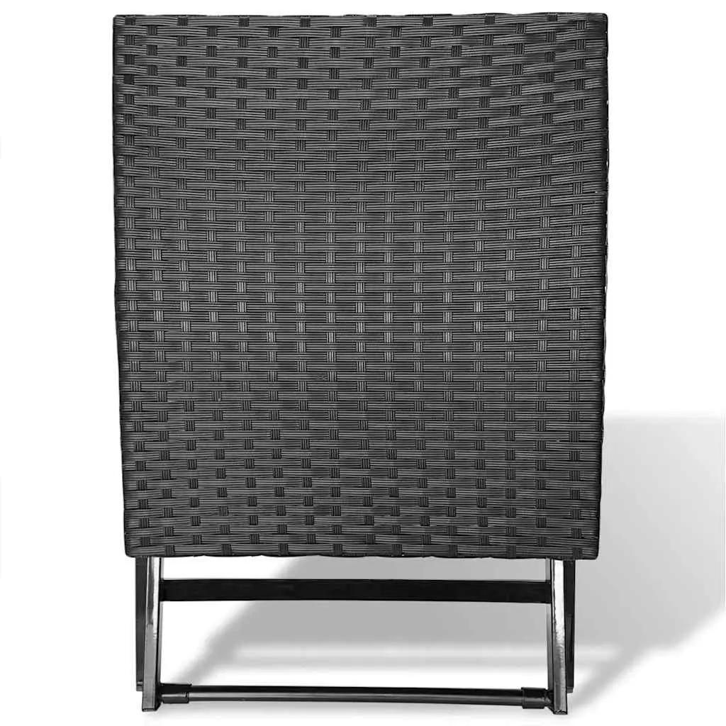 Folding Stool Black Lightweight Portable Weather-resistant PE Rattan Seat