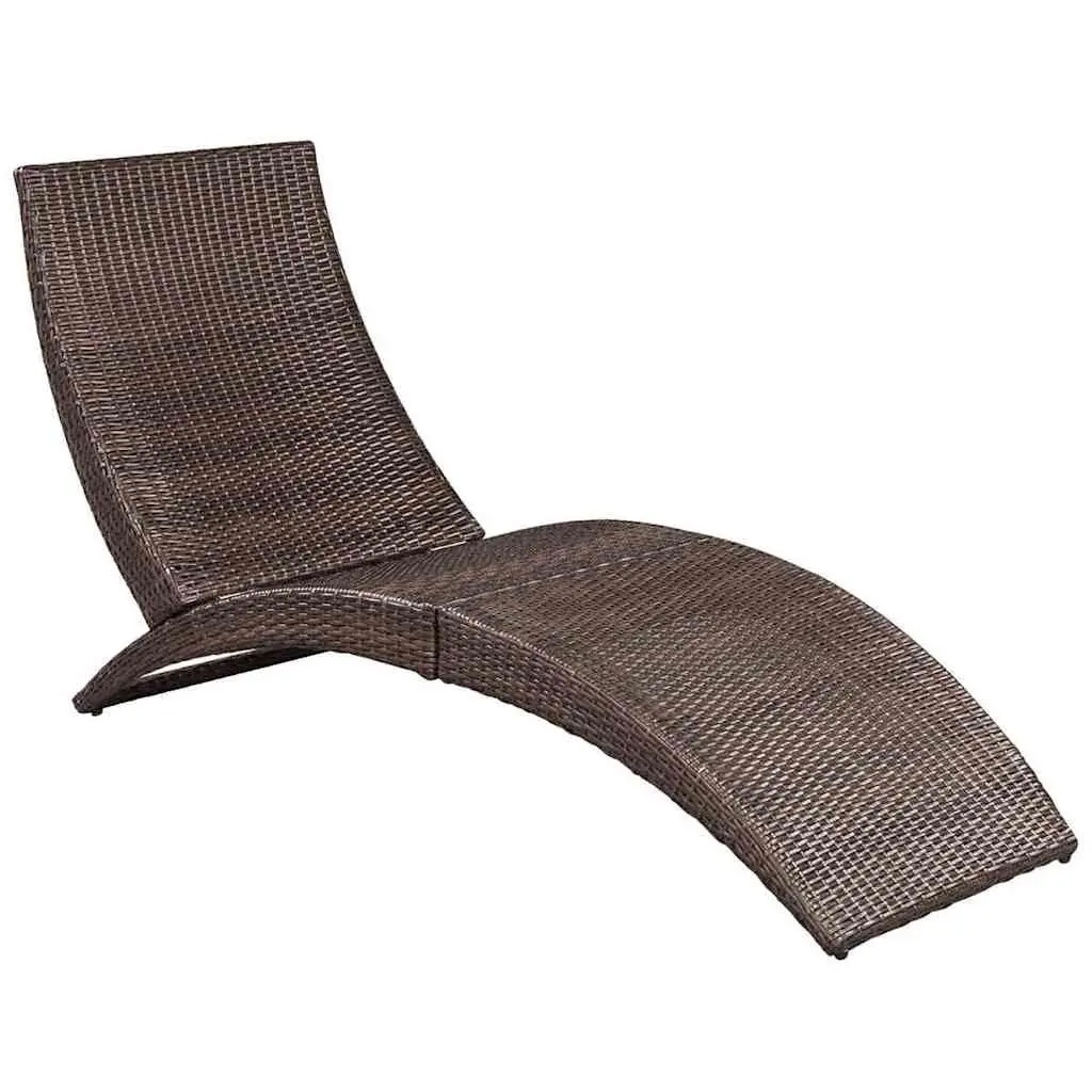 Folding Rattan Lounger with Cream Cushion