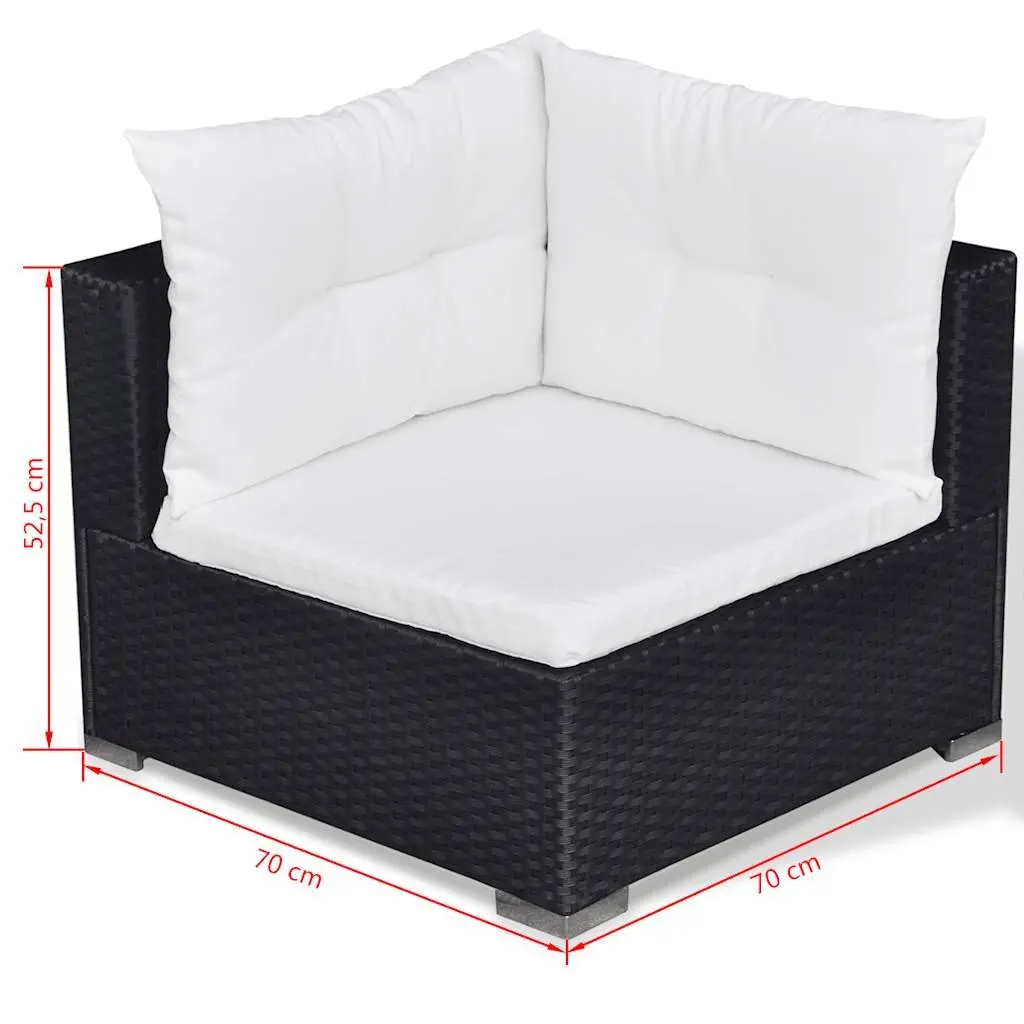 Garden Lounge Set Black 10 Piece Outdoor Patio Rattan Sofa Furniture with Cushions