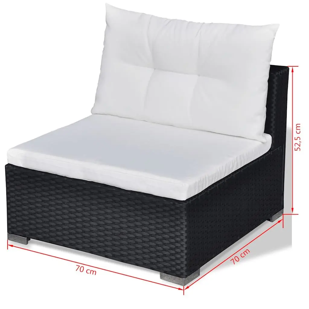Garden Lounge Set Black 10 Piece Outdoor Patio Rattan Sofa Furniture with Cushions