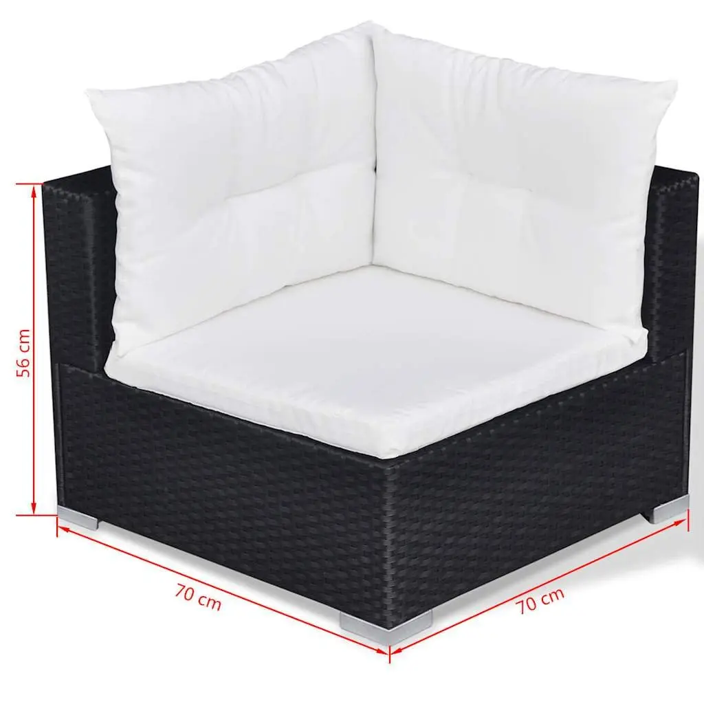Outdoor Lounge Set Black 10 Piece Modular Weather-resistant PE Rattan Sofa Dining with Removable Washable Cushions