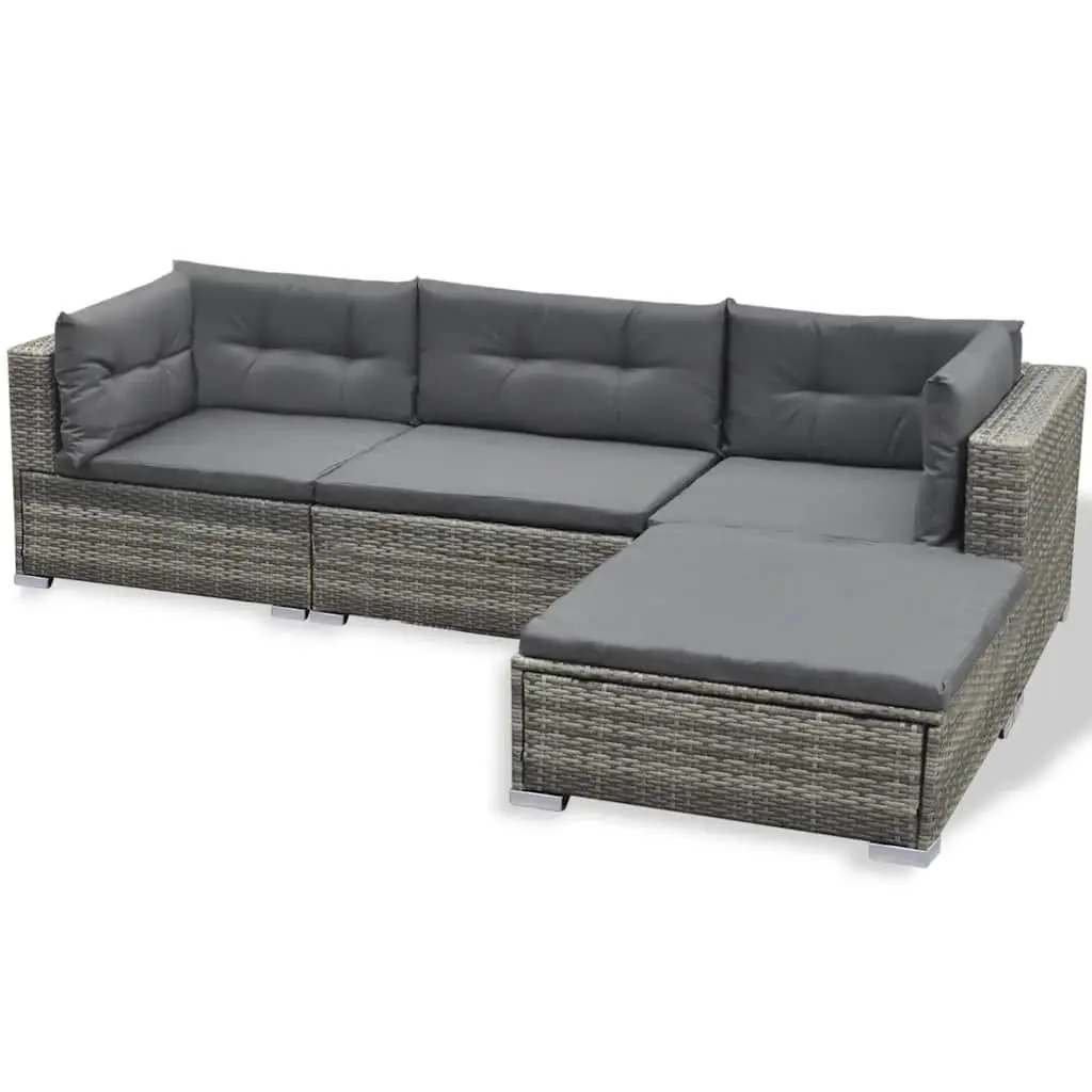 6 Piece Outdoor Lounge Set Grey PE Rattan Modular Furniture with Cushions