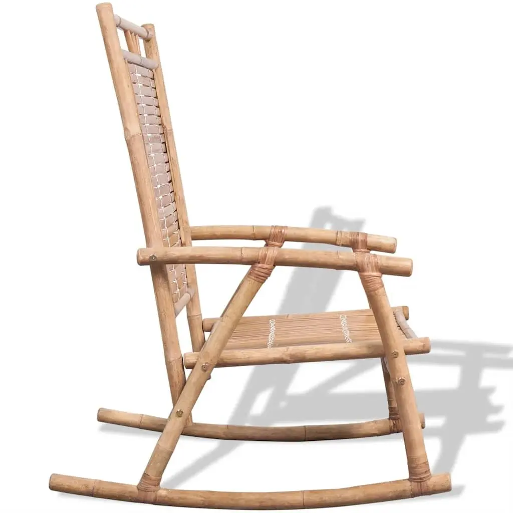 Bamboo Rocking Chair Brown Indoor Outdoor Furniture Relaxation for Garden Patio